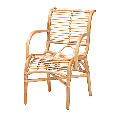 bali & pari Seminyak Modern Bohemian Natural Rattan Lounge Accent Chair, Brown