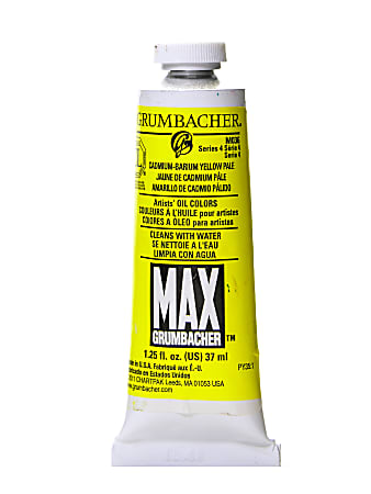 Grumbacher Max Water Miscible Oil Colors, 1.25 Oz, Cadmium Barium Yellow Pale