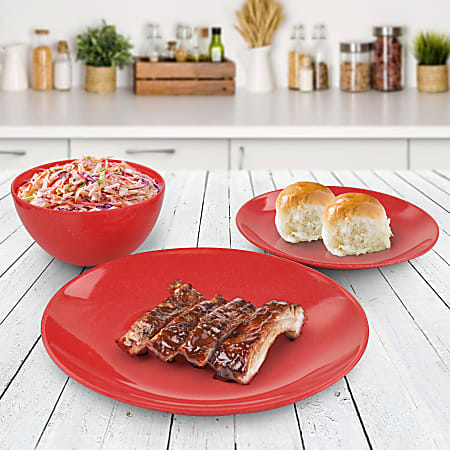 Red melamine dinner plates cheap