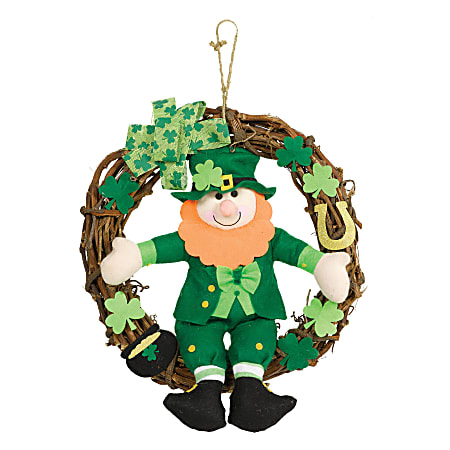 Amscan 242030 St. Patrick's Day Grapevine Wreaths, 20" x 20" x 4", Green, Pack Of 2 Wreaths