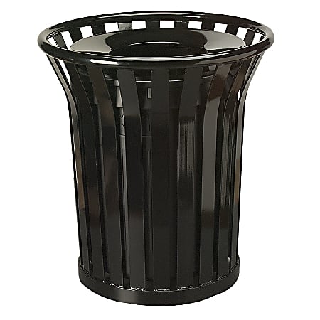 United Receptacle Americana 30% Recycled Steel Waste Receptacle, 36 Gallons, Black