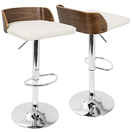 LumiSource Maya Bar Stool, Chrome/Walnut/Cream