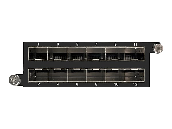 Tripp Lite 12-Port SFP+ 10Gbe Pass Through Cassette 6 QSFP+ to 4xSFP+Cables - Fiber optic cassette - SFP+ X 12 - black - with 6 x QSFP+ to 4xSFP+ Breakout Cables (2.5 m)