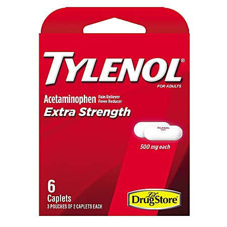 Tylenol Extra Strength Caplets, 500mg, Pack Of 6 Caplets