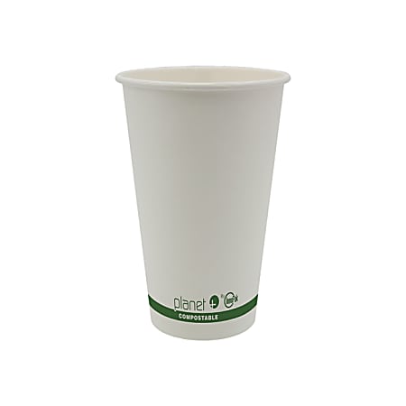 Planet+ Compostable Hot Cups, 16 Oz, White, Pack