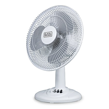 BLACK+DECKER 3-Speed Oscillating Portable Table Fan, 18-5/16"H x 13-5/16"W x 9-13/16"D, White