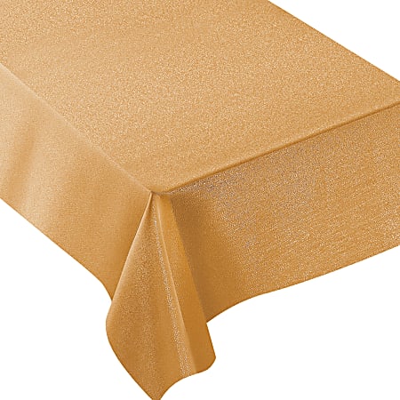 Amscan Metallic Fabric Table Cover, 60" x 104", Gold