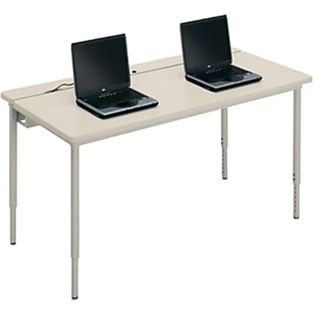 Bretford Basic Quattro Voltea Flip Top Computer Table, 32"H x 72"W x 24"D, Mist Gray/Topaz, Set Of 2