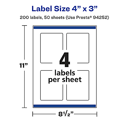 Avery Rectangle Labels, 3-1/3 X 4 Inches, Glossy White, 300 Labels Per Pack (36473) With Sure Feed Technology - View #10
