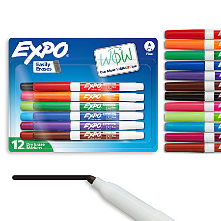 EXPO Low Odor Dry Erase Markers Fine Point Assorted Colors Pack Of 8 -  Office Depot