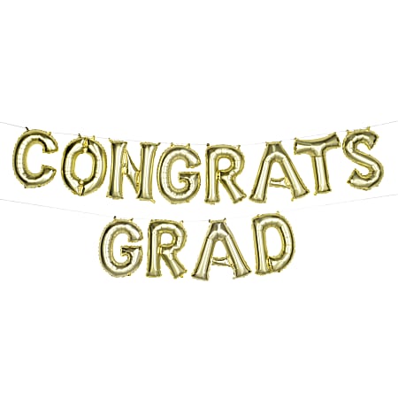 Amscan Congrats Grad Air-Filled Balloon Letter Banner Kit, 16", Gold