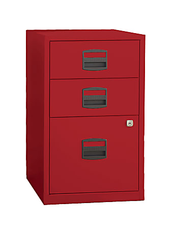 Bisley 14-13/16"D Vertical 3-Drawer Under-Desk File Cabinet, Red