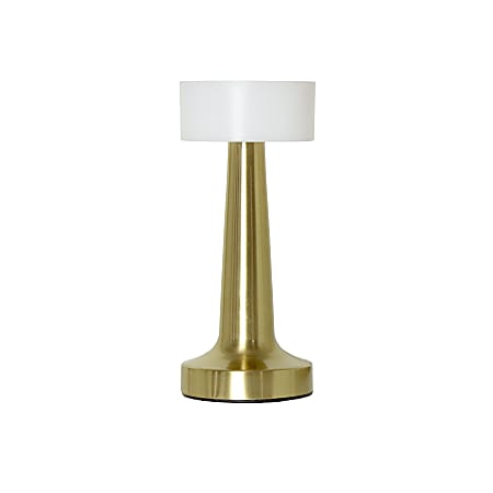 Simple Designs Mushroom Magic Dimming Rechargeable Cordless 4-Way Touch Sensor Saucer Desk Lamp, 8-1/2"H, Gold