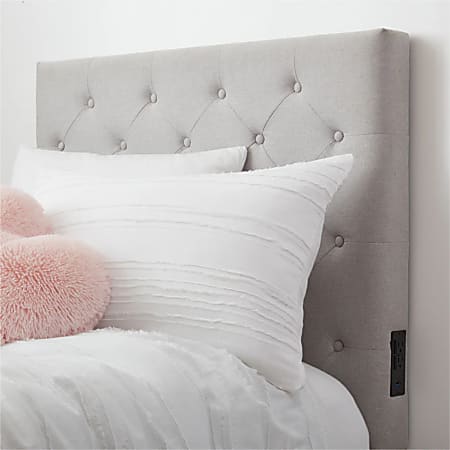 Dormify Harlow Tufted Charging Headboard, Twin/Twin XL, Grey Linen