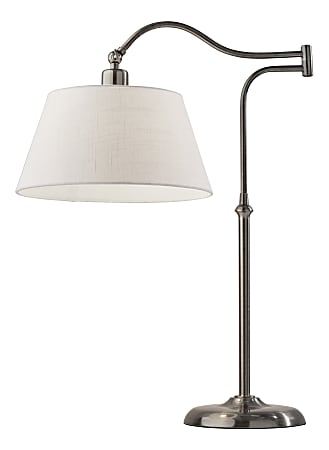Adesso® Rodeo Table Lamp, 26-1/4"H, White Shade/Antique Pewter Base