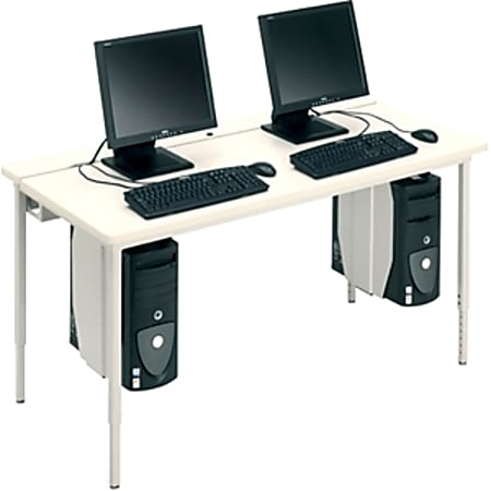 Bretford Quattro Voltea Computer Desk, 32"H x 84"W x 24"D, Wild Cherry/Black