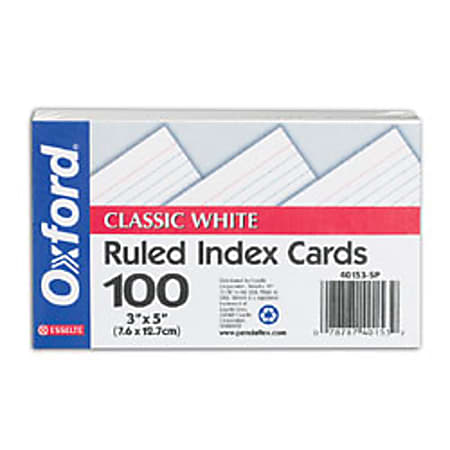 Office Depot® Brand Index Cards, Ruled, 3" x 5", White, Pack Of 100