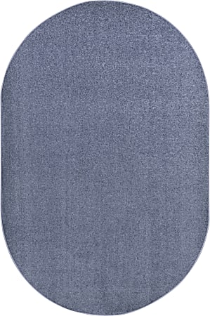 Joy Carpets® Kids' Essentials Oval Area Rug, Endurance™, 7-1/2' x 12', Glacier Blue