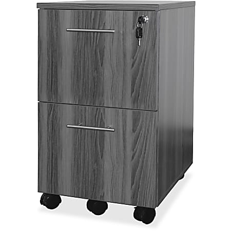 Mayline Gray Laminate File/File Mobile Pedestal File - 18" x 15.5" x 26.8" - 2 x File Drawer(s) - Material: Steel - Finish: Gray, Laminate