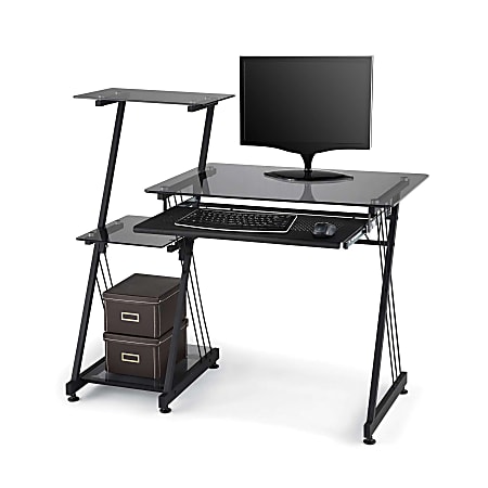Brenton Studio® Limble 46"W Glass Computer Desk, Black