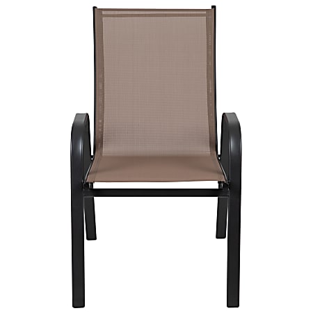 Flash Furniture Brazos Series Outdoor Stack Chairs BrownBlack Pack Of 4 Chairs ODP Business Solutions