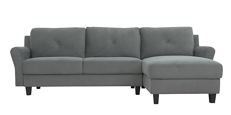 Lifestyle Solutions Hanson Sectional Sofa with Rolled Arms, Dark Grey