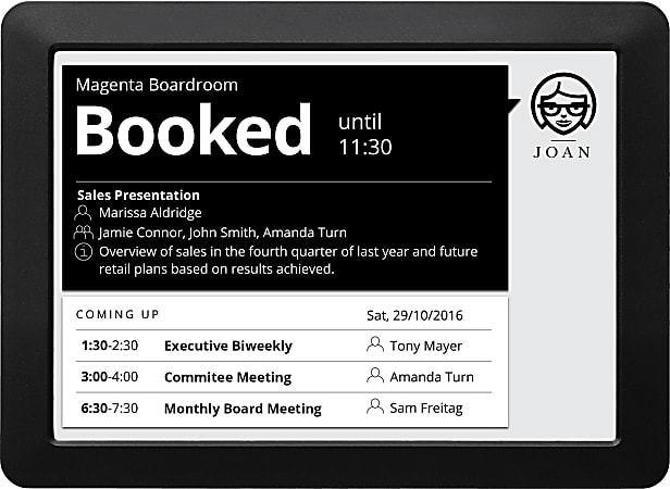 JOAN Meeting Room Scheduler, 9.7" Black/White