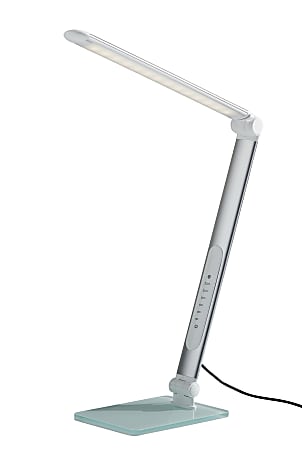 Adesso® Simplee Douglas LED Desk Lamp, 24"H, Matte Silver Shade/Frosted Base