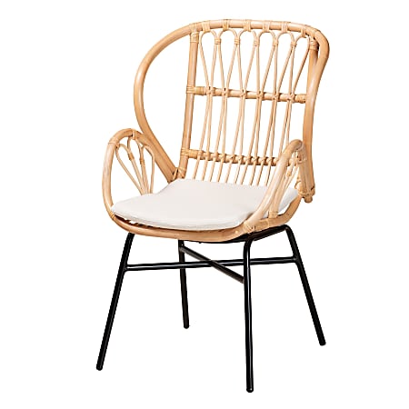 bali & pari Caelia Modern Bohemian Chair, Natural Brown/Black