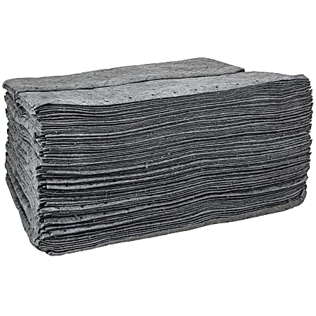 Hospeco TaskBrand® Universal Sorbent Pads, 15" x 18”, Gray, Pack Of 100 Pads