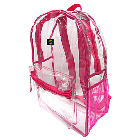 Dickies Clear PVC Laptop Backpack Pink Office Depot