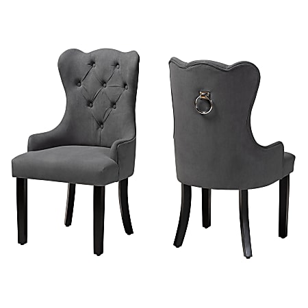 Baxton Studio Fabre Dining Chairs, Gray/Dark Brown, Set Of 2 Chairs