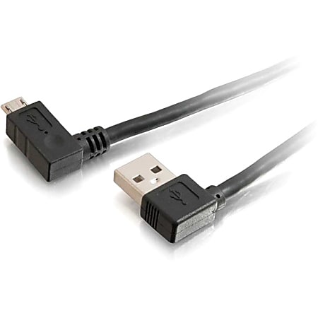 C2G 2m USB A to Micro-USB B Cable with Right Angeled Connectors-USB 2.0 6ft - USB for PDA, Cellular Phone, Camera - 6.56 ft - 1 x Type A Male USB - 1 x Micro Type B Male USB - Black""