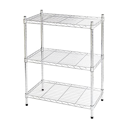 Realspace® Wire Shelving, 3-Shelves, 30"H x 23"W x 13"D, Chrome