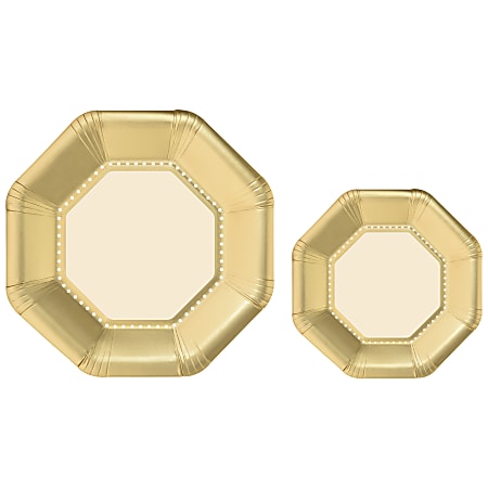 Amscan Octagonal Premium Plates, Vanilla Crème, 20 Plates Per Pack, Case Of 2 Packs