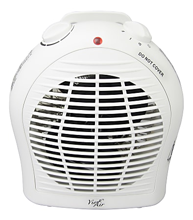 Vie Air 1500-Watt Fan Heater, 4-1/4"H x 9"W x 9-3/4"D, White