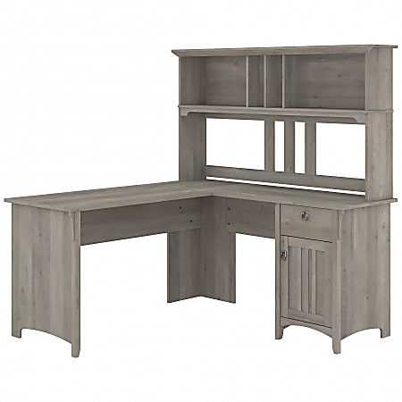 Bush Furniture Salinas 60"W L-Shaped Desk With Hutch, Driftwood Gray, Standard Delivery