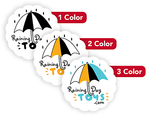Custom 1, 2 Or 3 Color Printed Labels/Stickers, Scallop Shape, 1-5/8" x 1-5/8", Box Of 250
