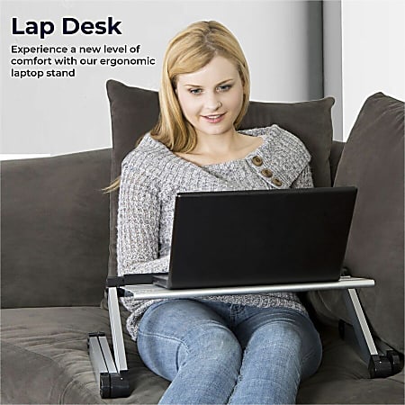 WorkEZ Cool adjustable laptop stand lap desk silver with 2 fans 3 USB ports mouse pad Raise tilt and cool laptops with this universal adjustable laptop stand with mouse pad. Perfect laptop