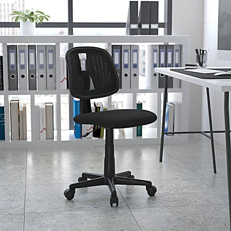 Flash Furniture Fundamentals Mid-Back Black LeatherSoft-Padded Task Office Chair with Arms