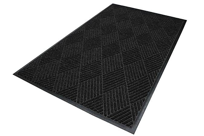 M+A Matting Waterhog Max Diamond Classic Floor Mat, 4'H x 6'W, Black Smoke