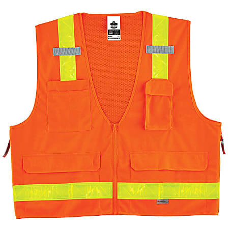 Ergodyne GloWear® Safety Vest, Hi-Gloss Surveyor's 8250ZHG, Type R Class 2, Large/X-Large, Orange