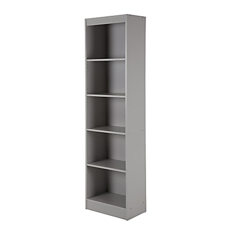 South Shore Axess 5-Shelf Narrow Bookcase, Soft Gray