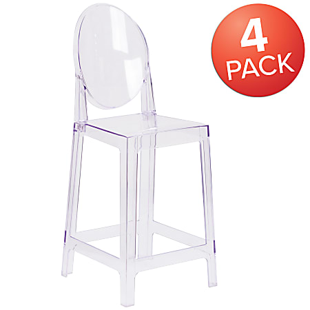 Flash Furniture Ghost Counter Stools With Oval Backs Transparent ...