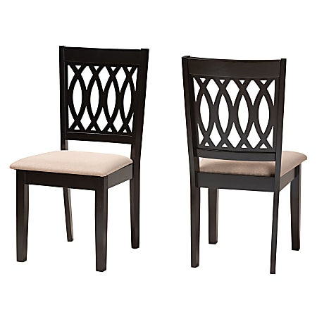 Baxton Studio Florencia Finished Wood Dining Accent Chairs, Beige/Espresso Brown, Set Of 2 Chairs