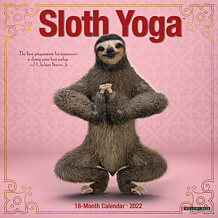 Willow Creek Sloth Yoga 2020 Mini Calendar 7"X7" w 