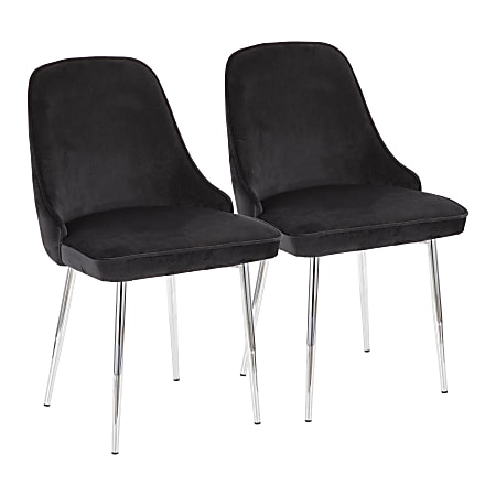 LumiSource Marcel Dining Chairs, Chrome/Black, Set Of 2 Chairs