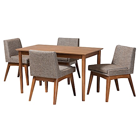 Baxton Studio Nexus 5-Piece Dining Set, Gravel/Walnut