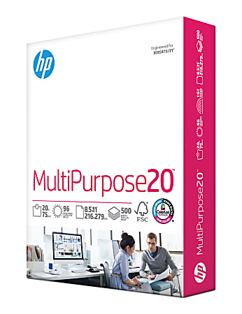 HP MultiPurpose20 Printer & Copy Paper, Ultra White, Letter (8.5" x 11"), 500 Sheets Per Ream, 20 Lb, 92 Brightness