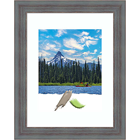 Amanti Art Rectangular Wood Picture Frame, 13” x 16" With Mat, Dixie Gray Rustic